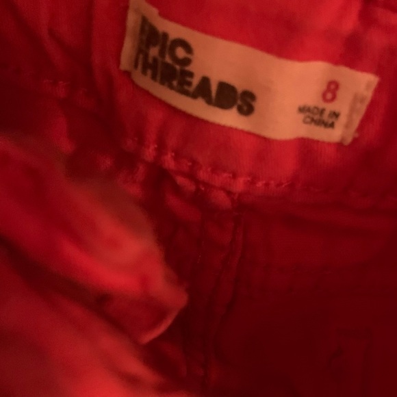 ❣️EUC❣️HOT PINK💗EPIC THREADS MACYS GIRLS DENIM SHORTS SIZE 8 WOMENS XXS W/LACE - Picture 2 of 7